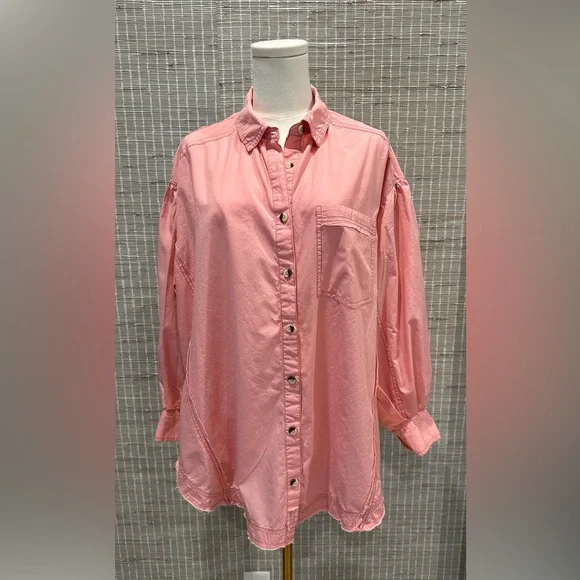 Free People We The Free Happy Hour Poplin Top Oversized Top - Picture 2 of 4